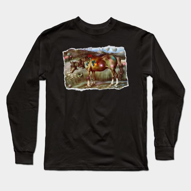 Fantasy Abstract Arabian Long Sleeve T-Shirt by Desert Horse Boutique